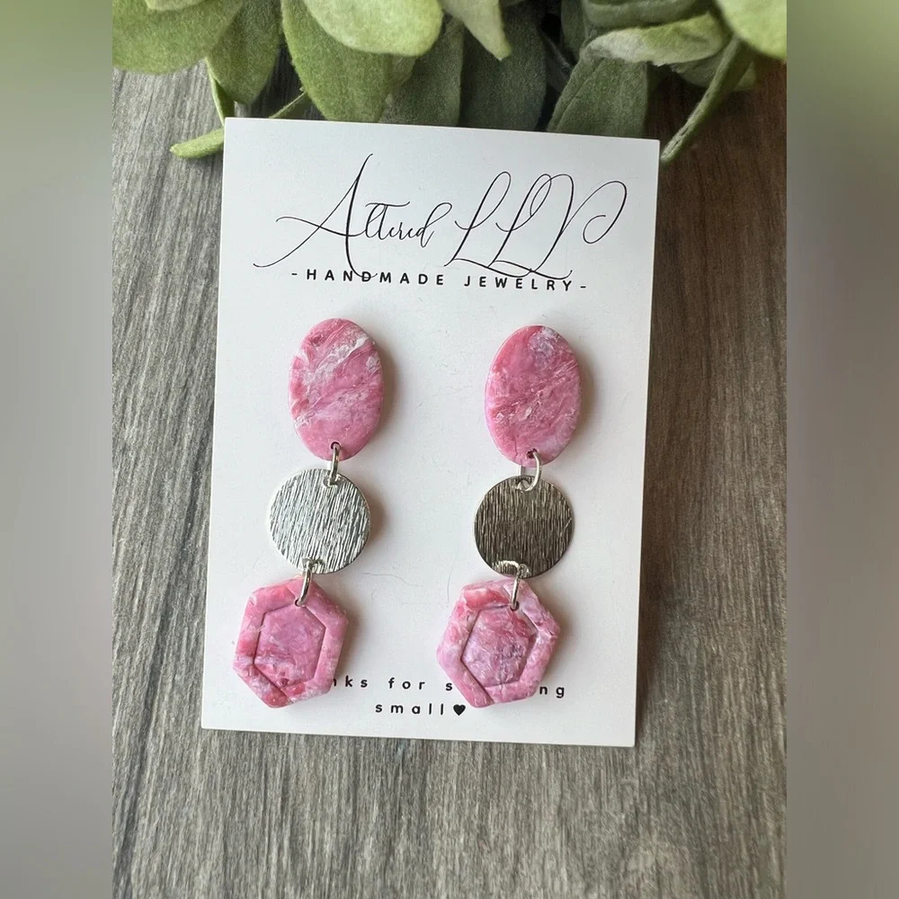 2/$30 Handmade- Pink Swirl With Silver